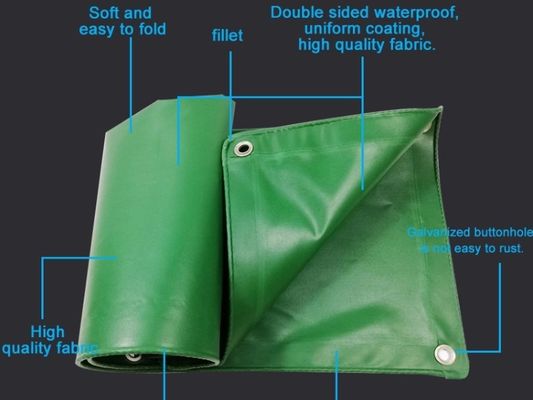650gsm ضد آب UV استیبالیزه شده PVC پوشه کامیون B1 ضد شعله در رنگ سبز