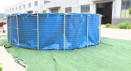 40000L 0.9mm PVC حوضچه ماهی با شبکه فولادی 6Mx1.4M مخزن ماهی تاشو