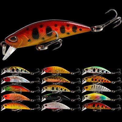 15 رنگ 6CM / 5G غوطه ور شدن مینیو طعمه ماهیگیری Mullet,Perch,Catfish طعمه سخت پلاستیکی