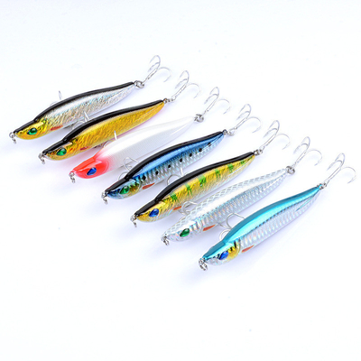 7 رنگ 9/.5CM/17G 6#*2Hooks رودخانه دریا شات بلند پلاستیک سخت طعمه غرق کردن مداد ماهیگیری طعمه