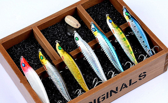 7 رنگ 9/.5CM/17G 6#*2Hooks رودخانه دریا شات بلند پلاستیک سخت طعمه غرق کردن مداد ماهیگیری طعمه