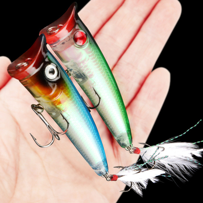 7 رنگ 8CM/10.50G پر Hook Perch،Catfish پلاستیک سخت طعمه Popper طعمه ماهیگیری