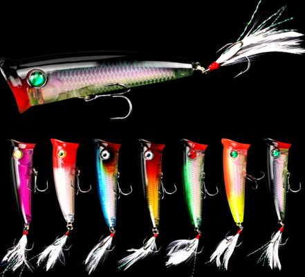 7 رنگ 8CM/10.50G پر Hook Perch،Catfish پلاستیک سخت طعمه Popper طعمه ماهیگیری