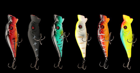 6 رنگ 8.50CM / 11g Perch،Catfish پلاستیک طعمه سخت casting Trolling Floating Popper طعمه ماهیگیری