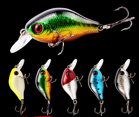 5 رنگ 6CM/7.8g چشم های سه بعدی پلاستیکی طعمه سخت ریختن Trolling 0.50m-1.5m شناور Crank طعمه ماهیگیری