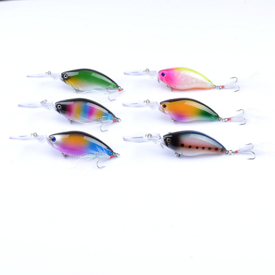 6 رنگ 11CM / 18g 4# قلاب ها چشم های سه بعدی لیزر طعمه 0.30m-1.5M شناور کریک ماهیگیری طعمه