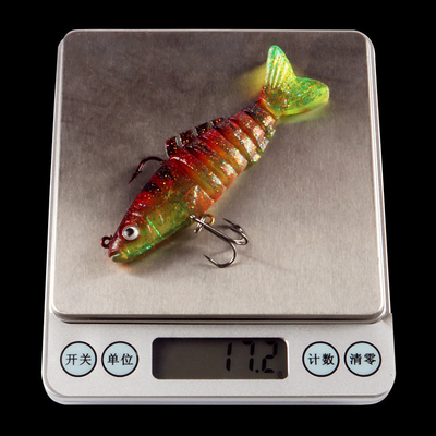 3 رنگ 9CM/17g 6# قلاب ها چشم های سه بعدی پلاستیکی طعمه نرم لایه شنا کامل چند مفصل طعمه ماهیگیری