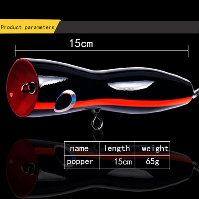 5 رنگ 15CM/65g چوب طعمه هک های چوبی ضربه آب لبه بزرگ Bass Snakehead Popper طعمه ماهیگیری چوبی