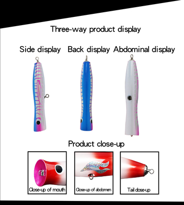 4 رنگ 18CM/80g چوب طعمه هک های سه گانه تاثیر آب لبه بزرگ تونا تونا تله ماهی پاپر چوبی تله ماهیگیری